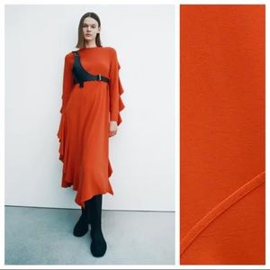 Zara bright orange dress
